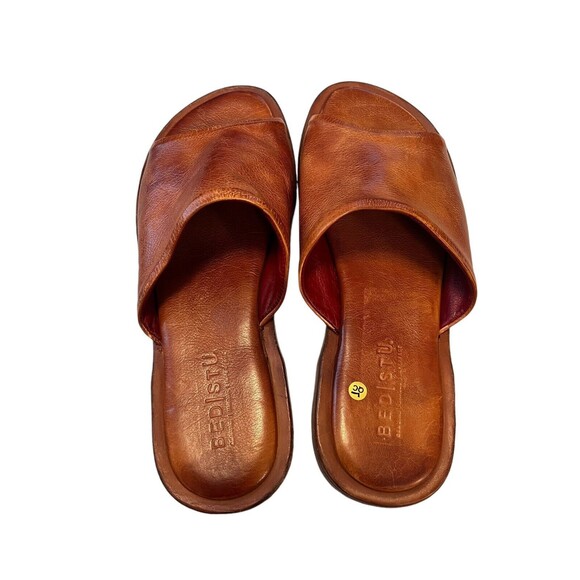 Bed Stu Kate Womens Sz 8.5 Brown Leather Slip On Slides Sandals Shoes - Picture 2 of 5